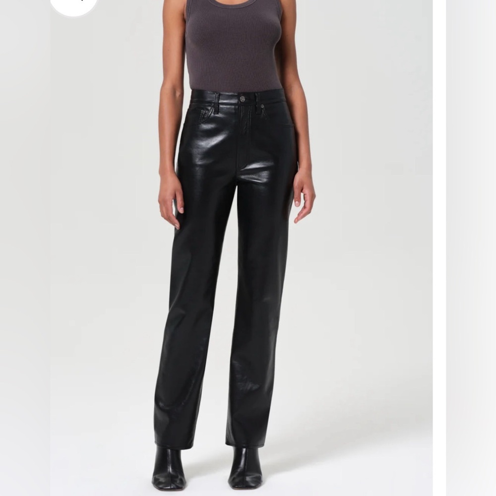 Agolde Recycled Leather 90’s Cinch Waist Pants NWT in black. Super soft.